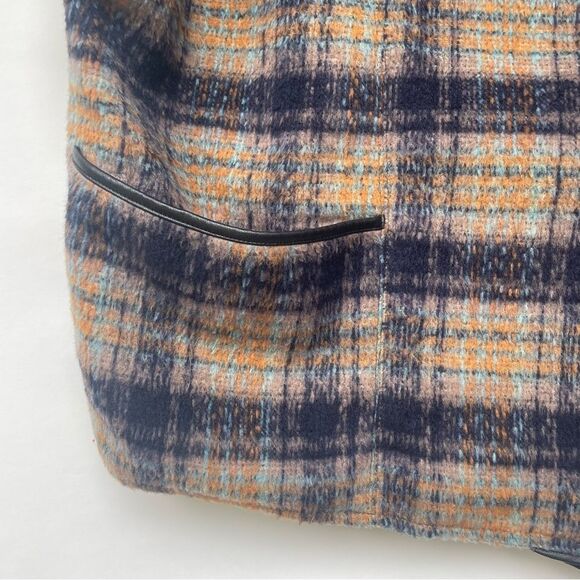 Anthropologie Andersen & Lauth Plaid Oversize Jacket Short Sleeve Cape Snaps OS - Picture 4 of 13